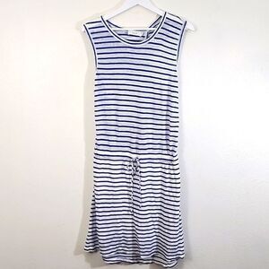 A.L.C. Drop Waist Striped Sleeveless Linen summer beach dress sz M